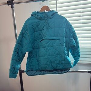 Teal Quilted Hooded Jacket